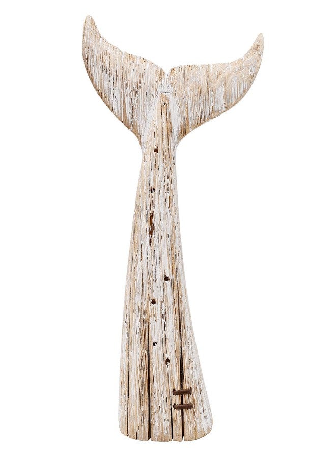 E-view Wood Whale Statue Wooden Nautical Decor for Home - Antique Fish Figures Decoration Animal Statues Beach Themed Wall Art (Whale Tail Figurine) - Image 1